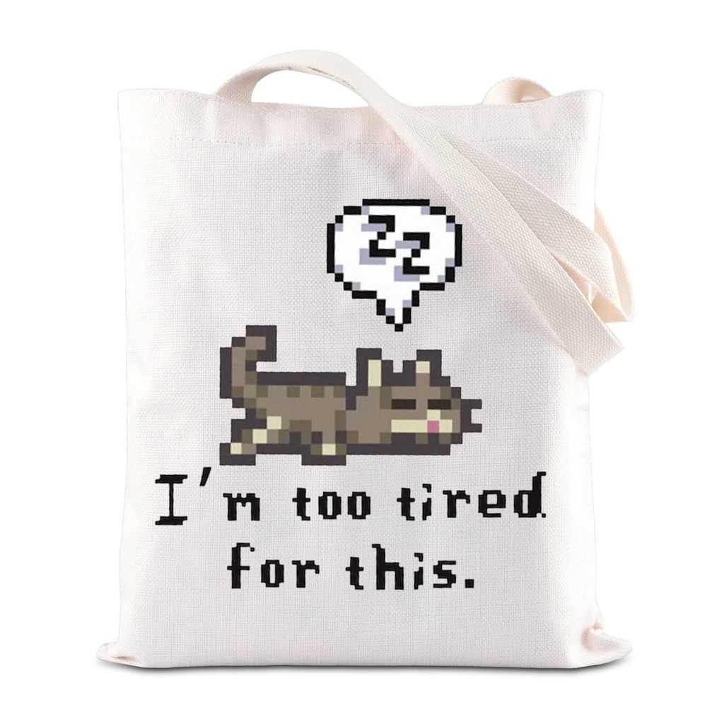 Game Tote Bag Video Game Lover Gift Sleeping Cat -Country Adventure <3